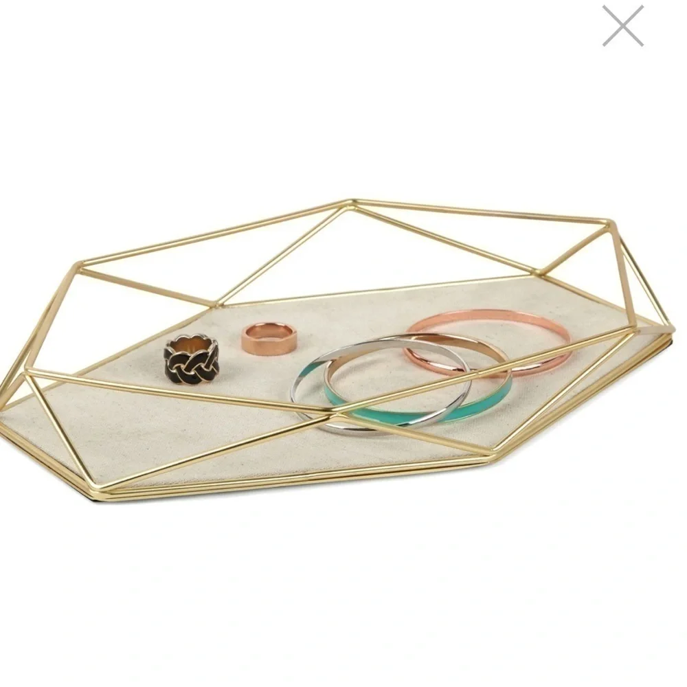 Gold Prisma Jewelry Tray New